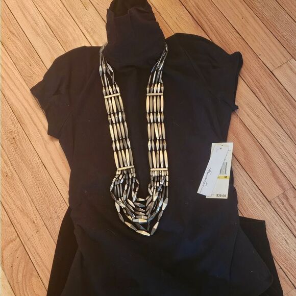 KENNETH COLE RUCHED TURTLENECK TOP - Picture 1 of 7